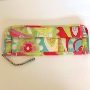 Room it up flat iron zip travel case in retro boom with front pocket w/ wristlet